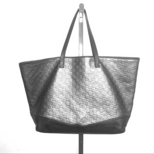 Pewter leather XL GUCCI  Guccissma tote
